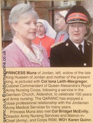 Princess Muna of Jordan 100 Years Army Nursing QARANC