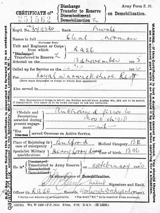 certificatereserved demobilisation army discharge papers