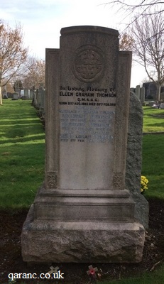 Ellen Graham Thomson QMAAC Headstone Ayr Cemetery Ayrshire