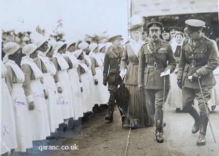 King Queen inspecting VAD nurses World War One Welsh Netley Hospital.jpg 